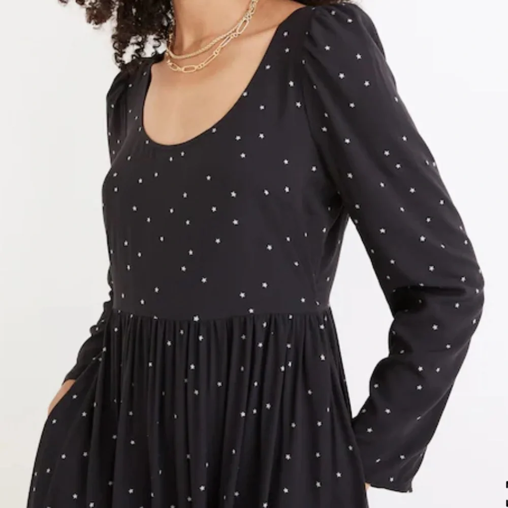 Madewell Alicia Long-sleeve Scoop Neck Midi Dress in night stars NWT - Picture 3 of 16